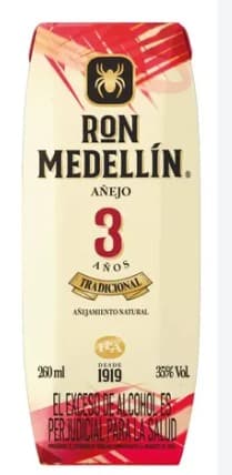 Ron Medellin 3 Años Cuarto 260 Ml